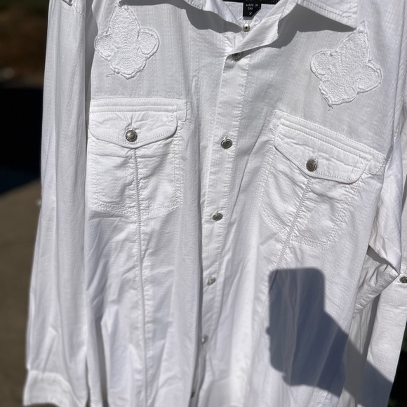 Mens Xl BLACK LABEL BUCKLE ATHLETIC FIT WHITE with Studs Long sleeved shirt - Picture 4 of 7